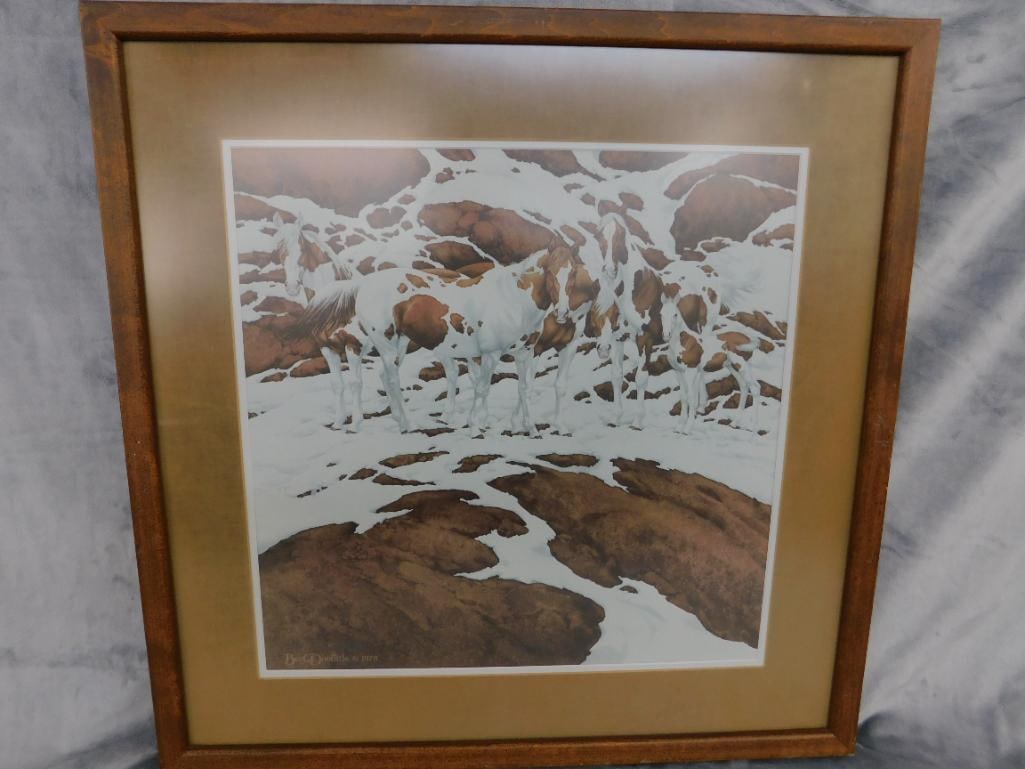1978 Bev Doolittle - "Pintos" Print - Matted and Framed - Signed - 26" x 26" - 6