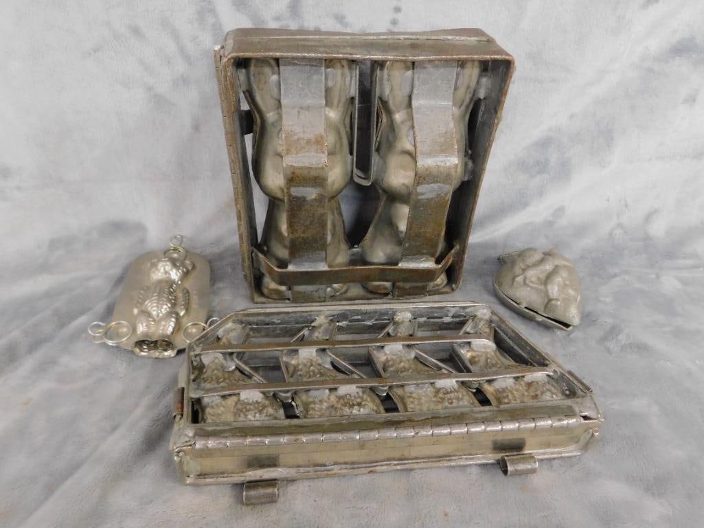 Group of 4 Different Sized Chocolate Molds - Large is 8" x 7" x 3" and 5" x 11" x 2" - 16