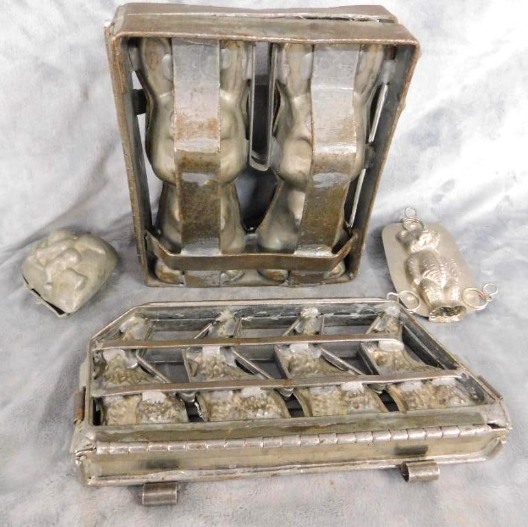 Group of 4 Different Sized Chocolate Molds - Large is 8" x 7" x 3" and 5" x 11" x 2": See Photos For Condition and Details