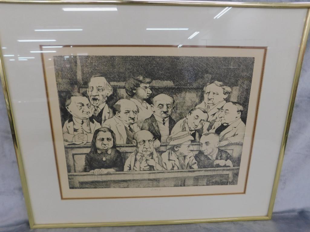 Framed Engraving - "Jury I" - Signed Charles Bragg - 20.25" x 24.25" - 10