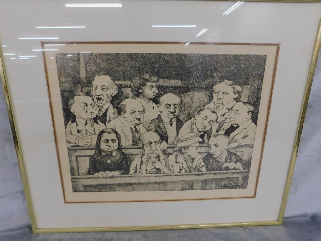 Framed Engraving - "Jury I" - Signed Charles Bragg - 20.25" x 24.25" - 11