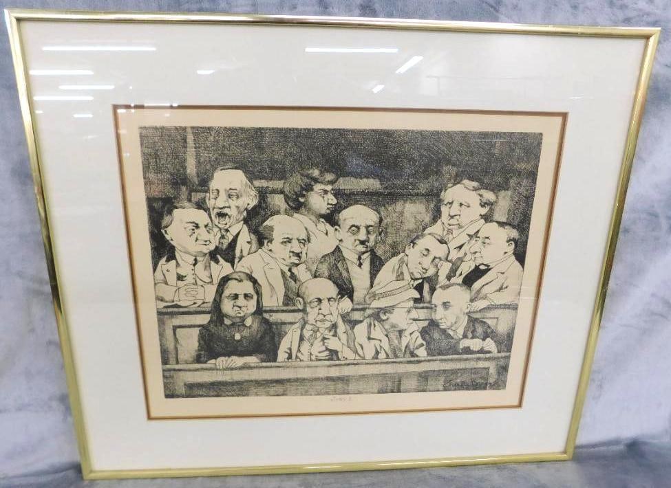Framed Engraving - "Jury I" - Signed Charles Bragg - 20.25" x 24.25": See Photos For Condition and Details