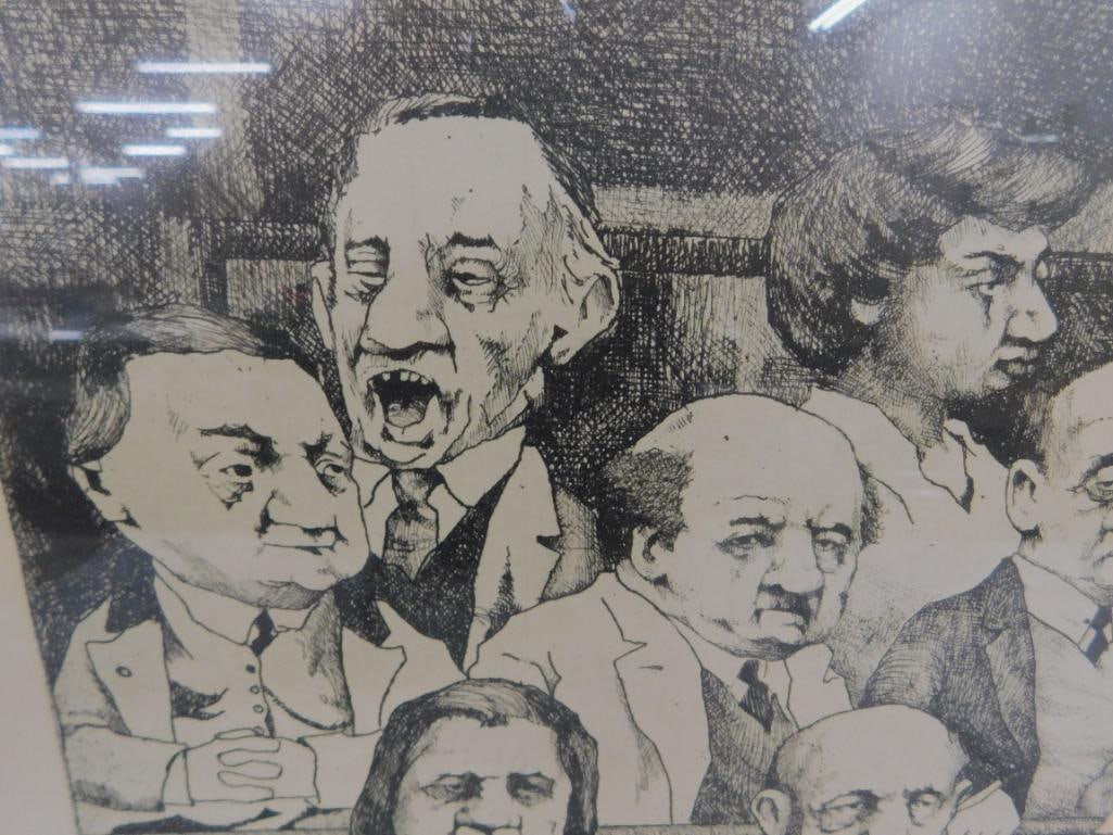 Framed Engraving - "Jury I" - Signed Charles Bragg - 20.25" x 24.25" - 3