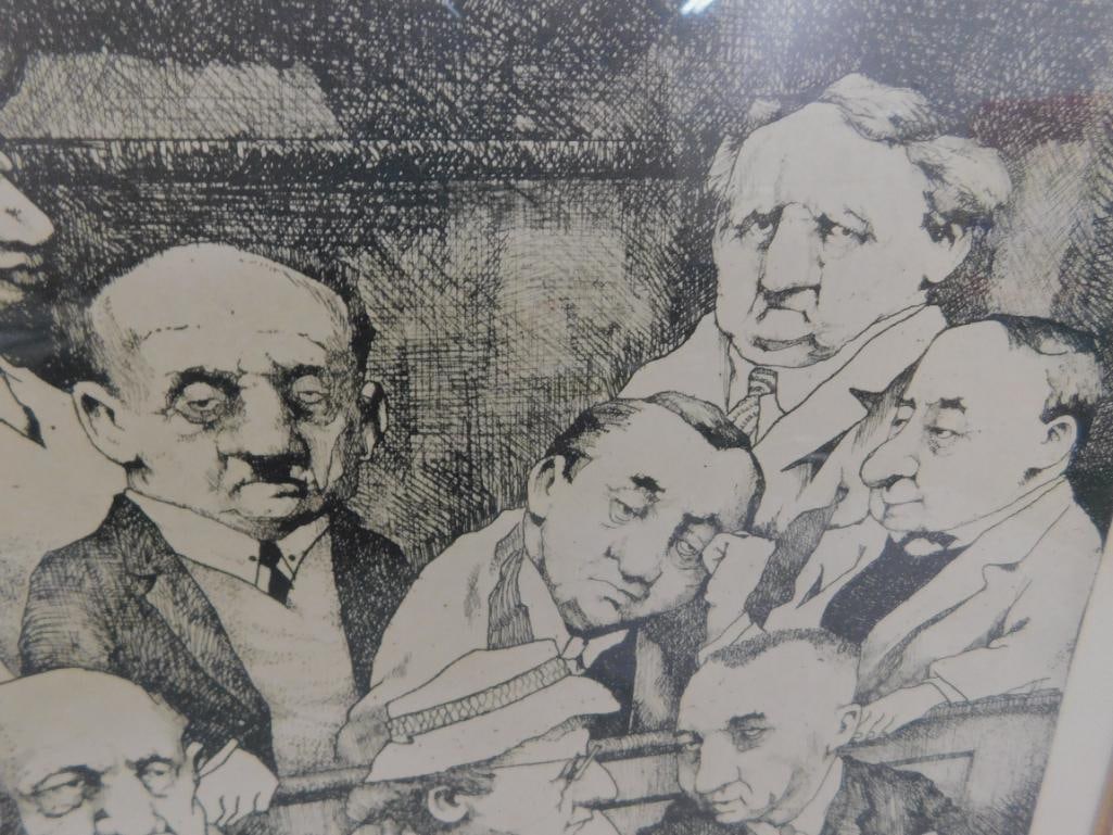 Framed Engraving - "Jury I" - Signed Charles Bragg - 20.25" x 24.25" - 4