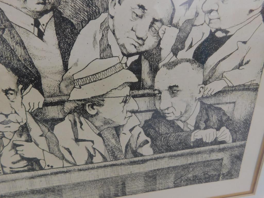 Framed Engraving - "Jury I" - Signed Charles Bragg - 20.25" x 24.25" - 6