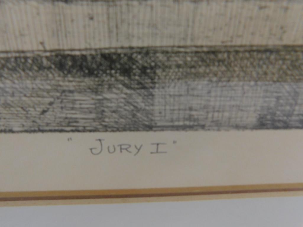 Framed Engraving - "Jury I" - Signed Charles Bragg - 20.25" x 24.25" - 7