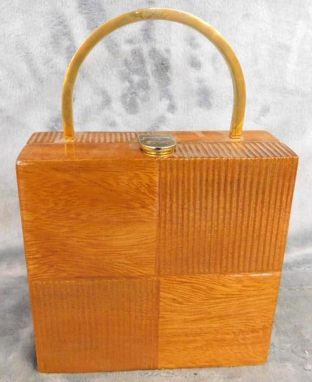 Timmy Woods of Beverly Hills - Wood Purse - 9.5" x 6.5" x 3.75": See Photos For Condition and Details