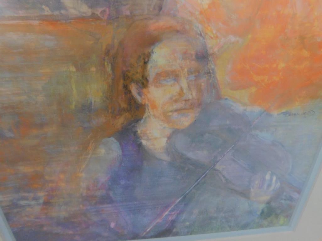 Framed Pastel - Music of North Carolina - Signed Judy Blanchard - 34.75" x 17.75" - 12