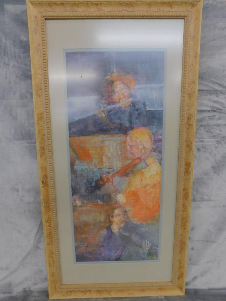 Framed Pastel - Music of North Carolina - Signed Judy Blanchard - 34.75" x 17.75" - 13