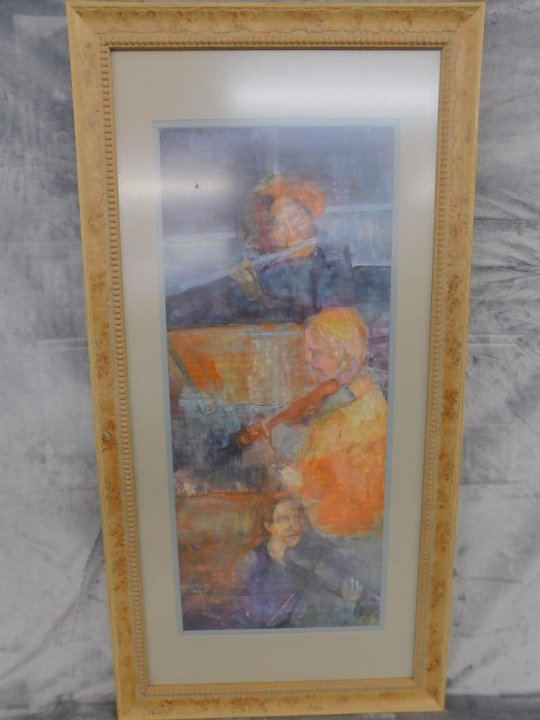 Framed Pastel - Music of North Carolina - Signed Judy Blanchard - 34.75" x 17.75" - 14