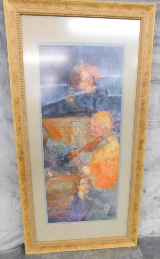 Framed Pastel - Music of North Carolina - Signed Judy Blanchard - 34.75" x 17.75": See Photos For Condition and Details