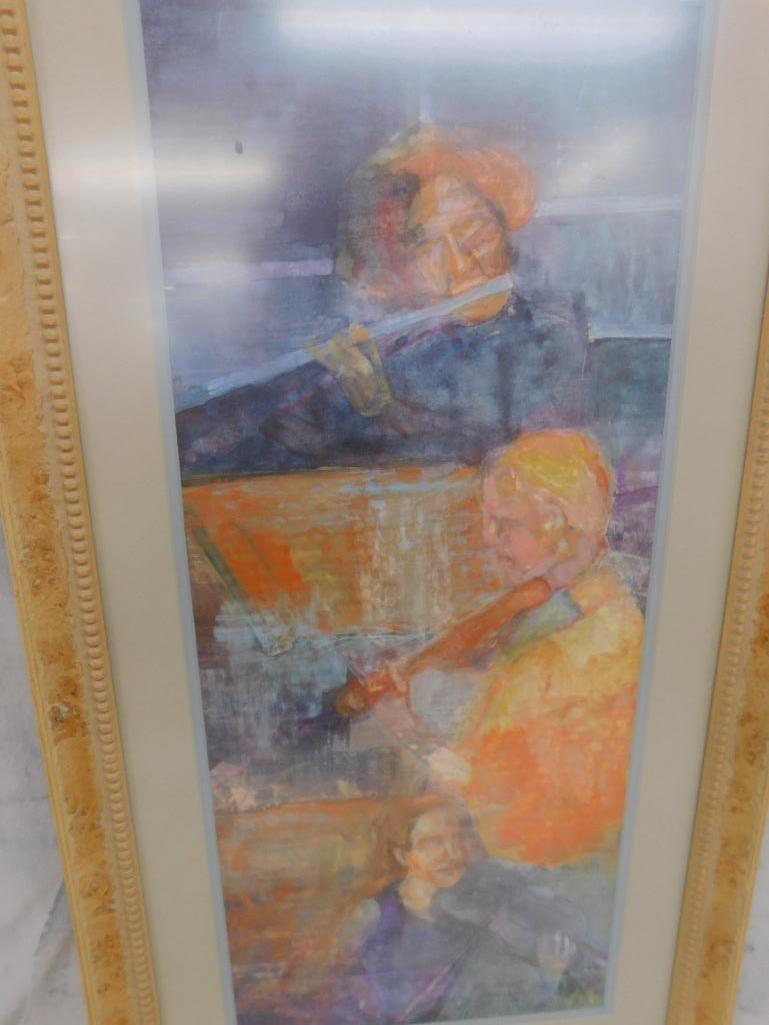 Framed Pastel - Music of North Carolina - Signed Judy Blanchard - 34.75" x 17.75" - 9