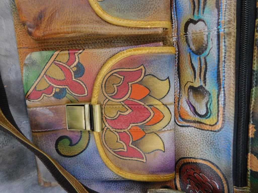 Anuschuka Signed Painted Purse - 12" x 13" x 2.75" - 4