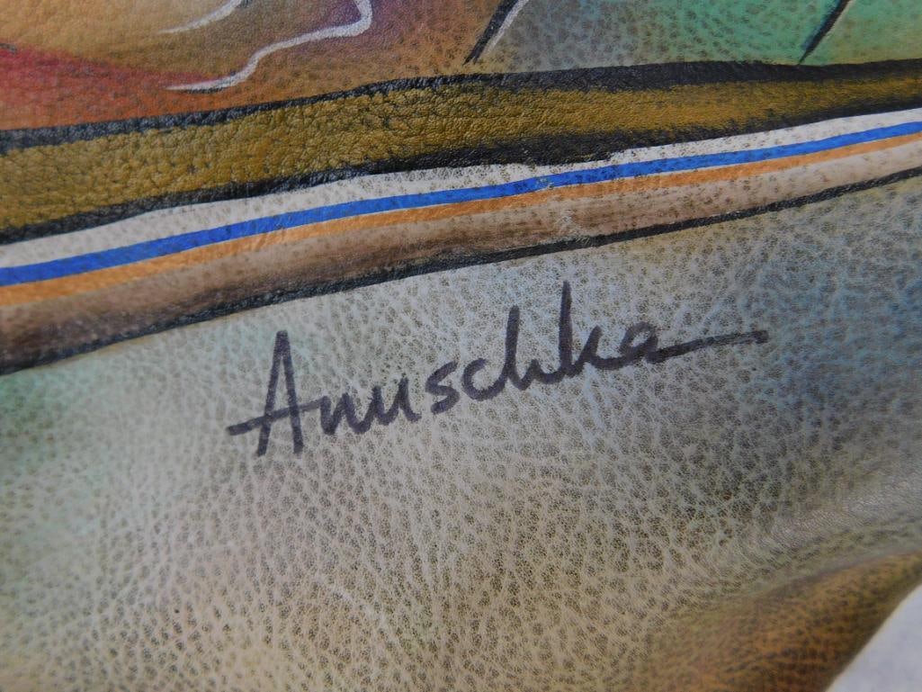 Anuschuka Signed Painted Purse - 12" x 13" x 2.75" - 6