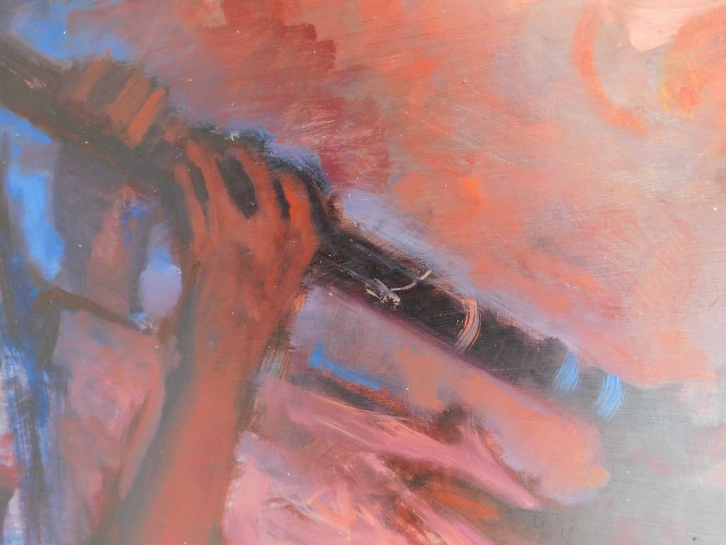 1966 Oil on Board - Clarinet Player - Signed Weller - 26.5" x 20.5" - 3