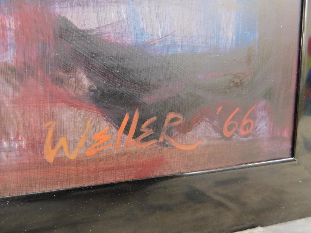 1966 Oil on Board - Clarinet Player - Signed Weller - 26.5" x 20.5" - 6