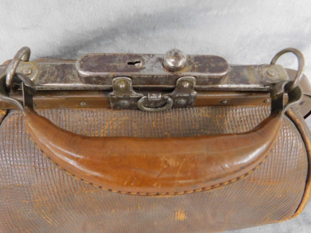 Vintage Small Doctors Bag - 8" x 10" x 6.5" - 2