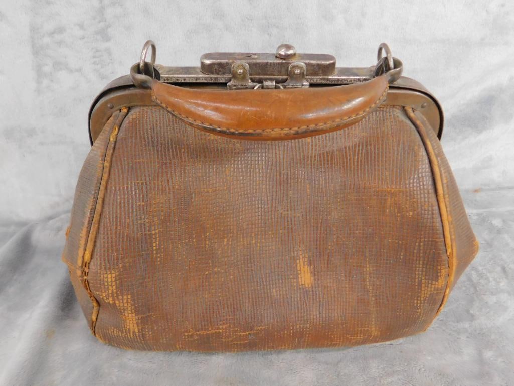 Vintage Small Doctors Bag - 8" x 10" x 6.5" - 7