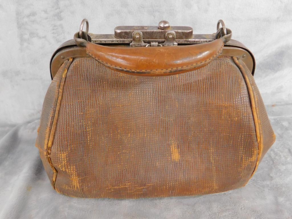 Vintage Small Doctors Bag - 8" x 10" x 6.5" - 8