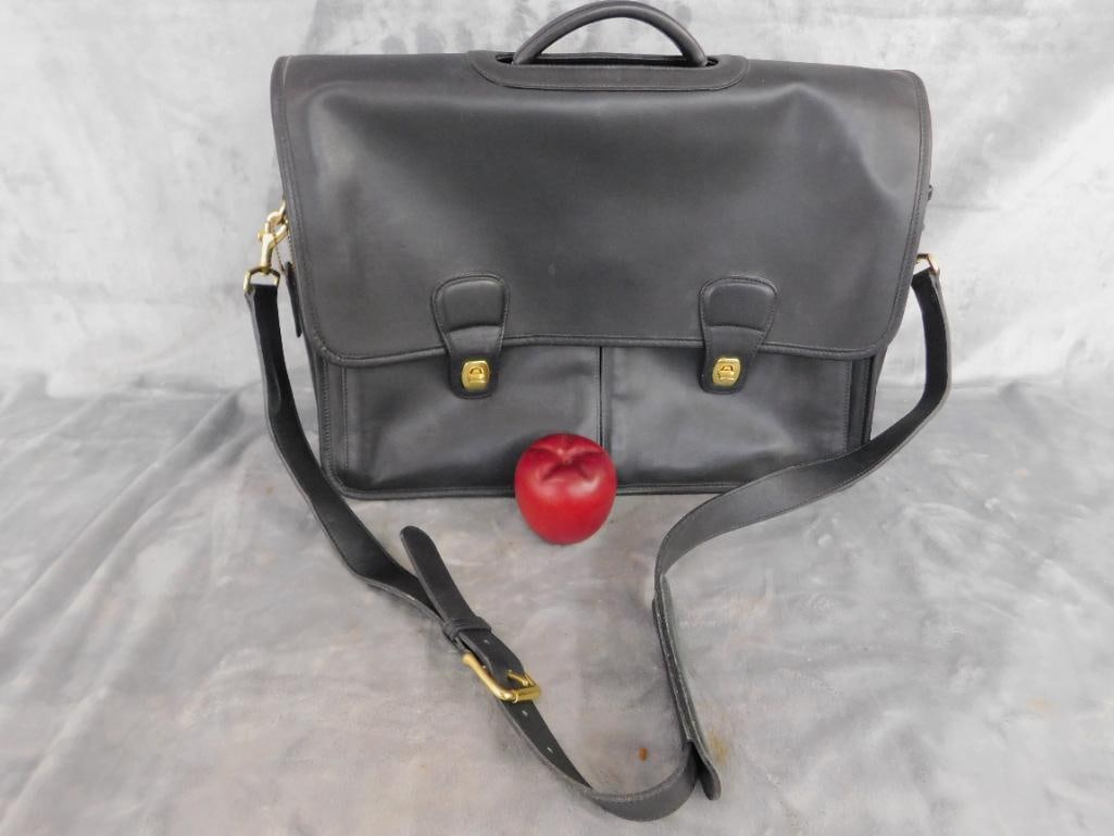 Coach Black Soft Leather Brief Case - 13" x 17" x 4.5" - 10