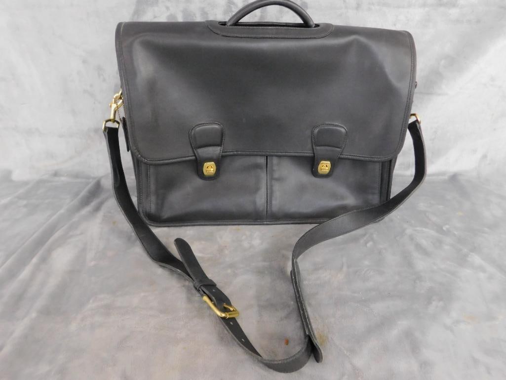 Coach Black Soft Leather Brief Case - 13" x 17" x 4.5" - 11