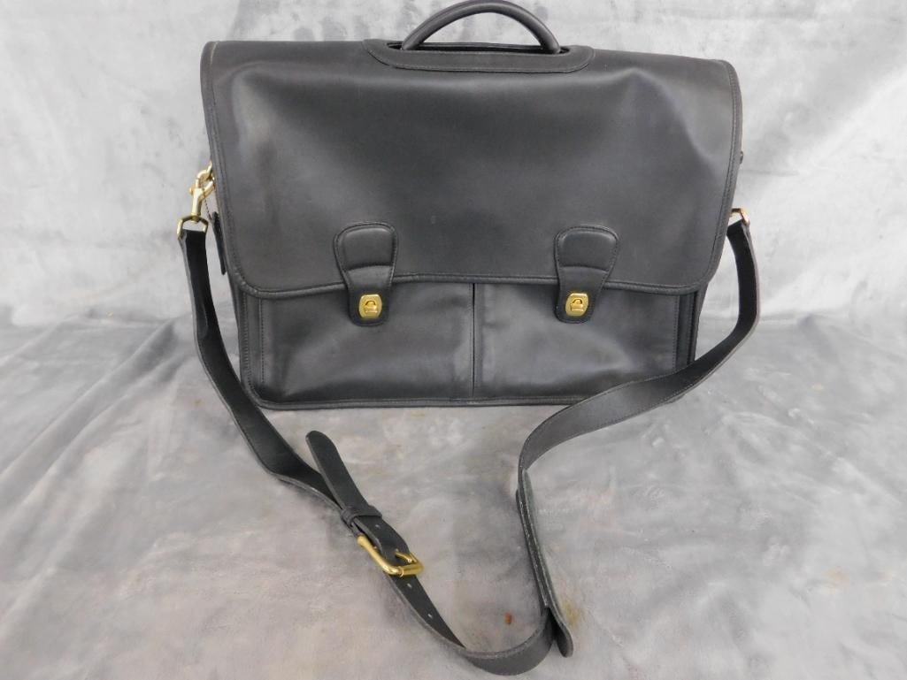 Coach Black Soft Leather Brief Case - 13" x 17" x 4.5" - 12