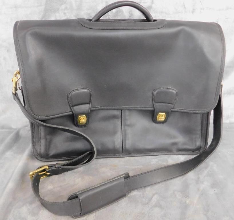 Coach Black Soft Leather Brief Case - 13" x 17" x 4.5": See Photos For Condition and Details