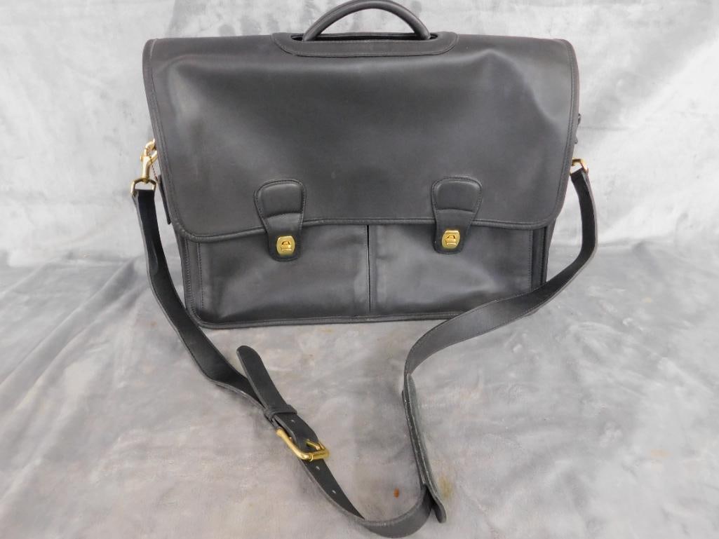 Coach Black Soft Leather Brief Case - 13" x 17" x 4.5" - 9