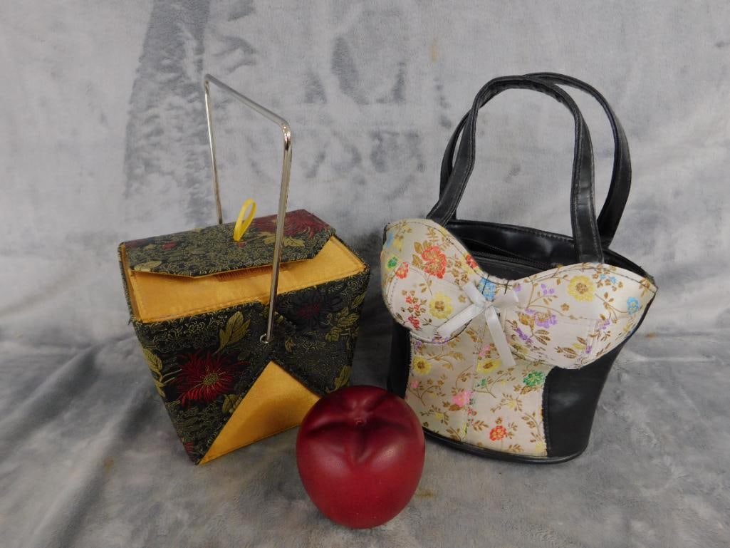 "Chinese Take Out" Hand Bag 5" x 5.5" x 4.5" and "Female Torso" Hand Bag 6" x 6" x 4" - 14