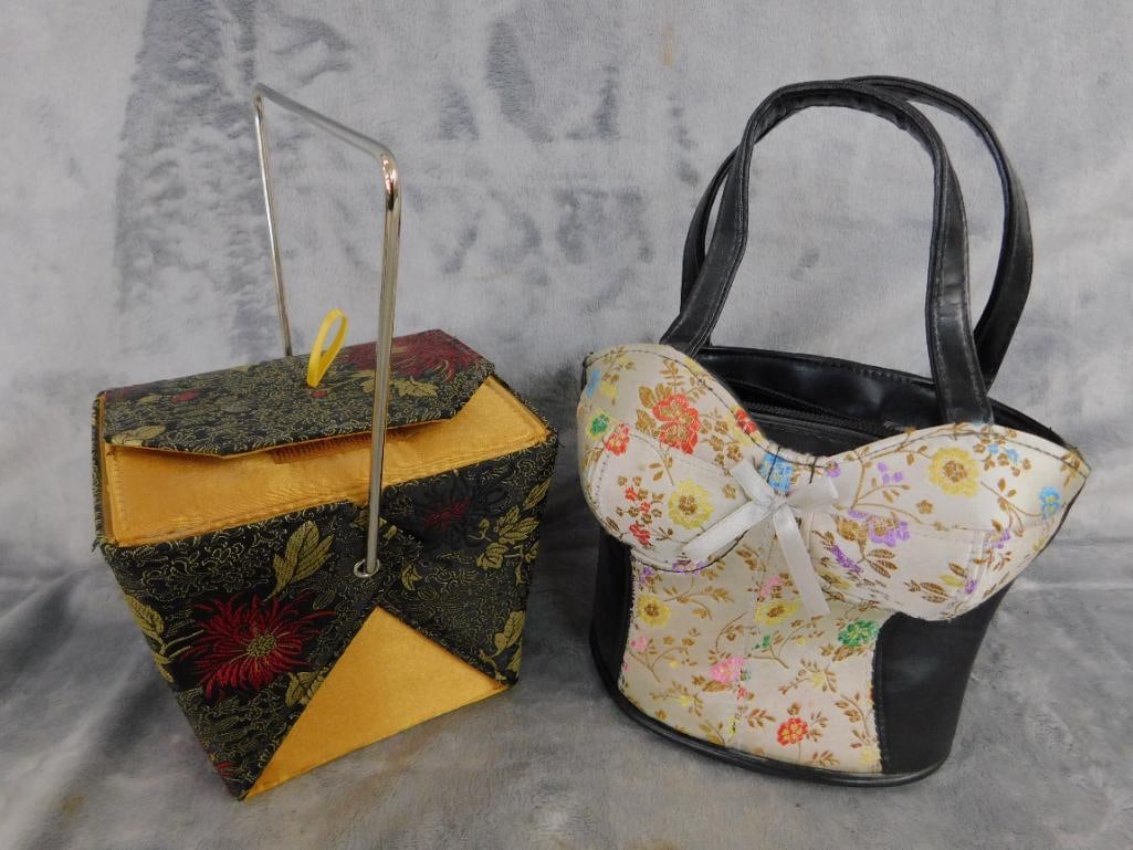 "Chinese Take Out" Hand Bag 5" x 5.5" x 4.5" and "Female Torso" Hand Bag 6" x 6" x 4" - 15
