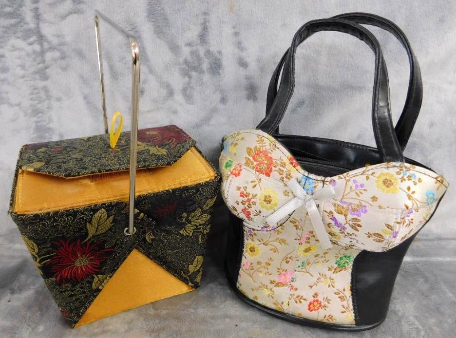 "Chinese Take Out" Hand Bag 5" x 5.5" x 4.5" and "Female Torso" Hand Bag 6" x 6" x 4": See Photos For Condition and Details