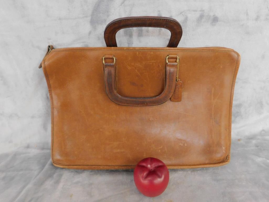 Coach Brown Soft Leather Brief Case - 11" x 17" x 2" - Slightly Worn - 6