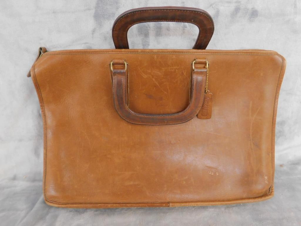 Coach Brown Soft Leather Brief Case - 11" x 17" x 2" - Slightly Worn - 7