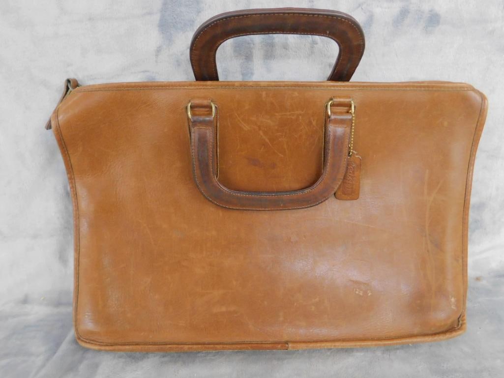 Coach Brown Soft Leather Brief Case - 11" x 17" x 2" - Slightly Worn - 8