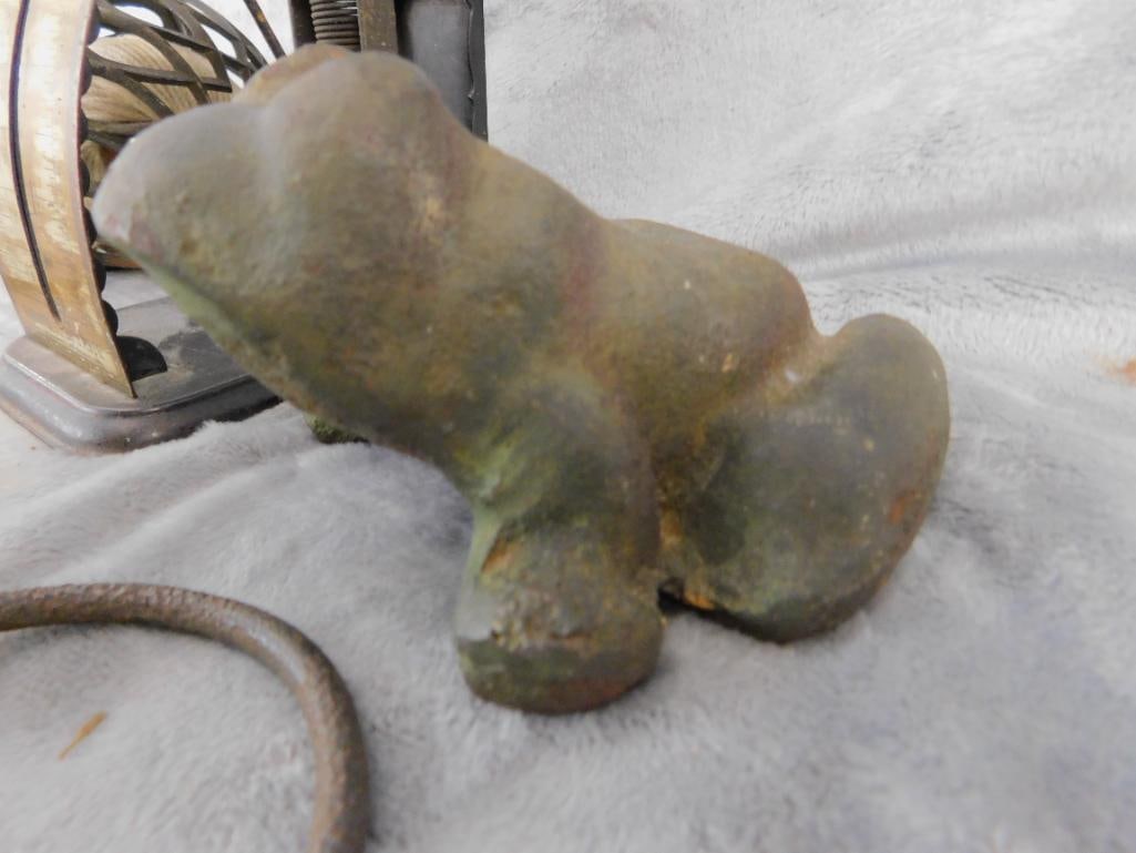 Box Lot with Cast Iron Frog 3" x 5" x 4.5" - Metal String Minder 5.5" x 4" - - 4