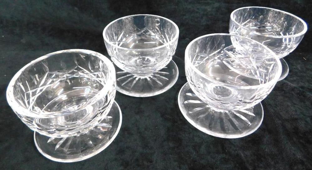 4 Waterford Crystal Footed Fruit / Sherbet / Grapefruit Bowls - Each 3.25" x 4.25": Lismore Pattern - See Photos For Condition and Details