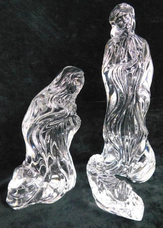 Lenox Lead Crystal 3 Piece Nativity Set - Original Box - Joseph Stands 9.5" Tall: See Photos For Condition and Details