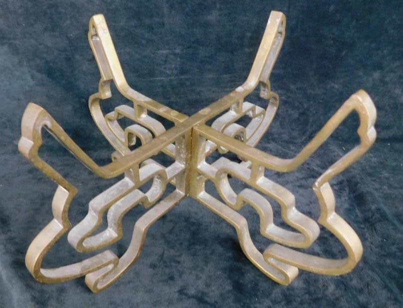 Brass Asian 2 Piece Jardiniere / Vase Stand - 8" x 14.5" x 14.5": See Photos For Condition and Details