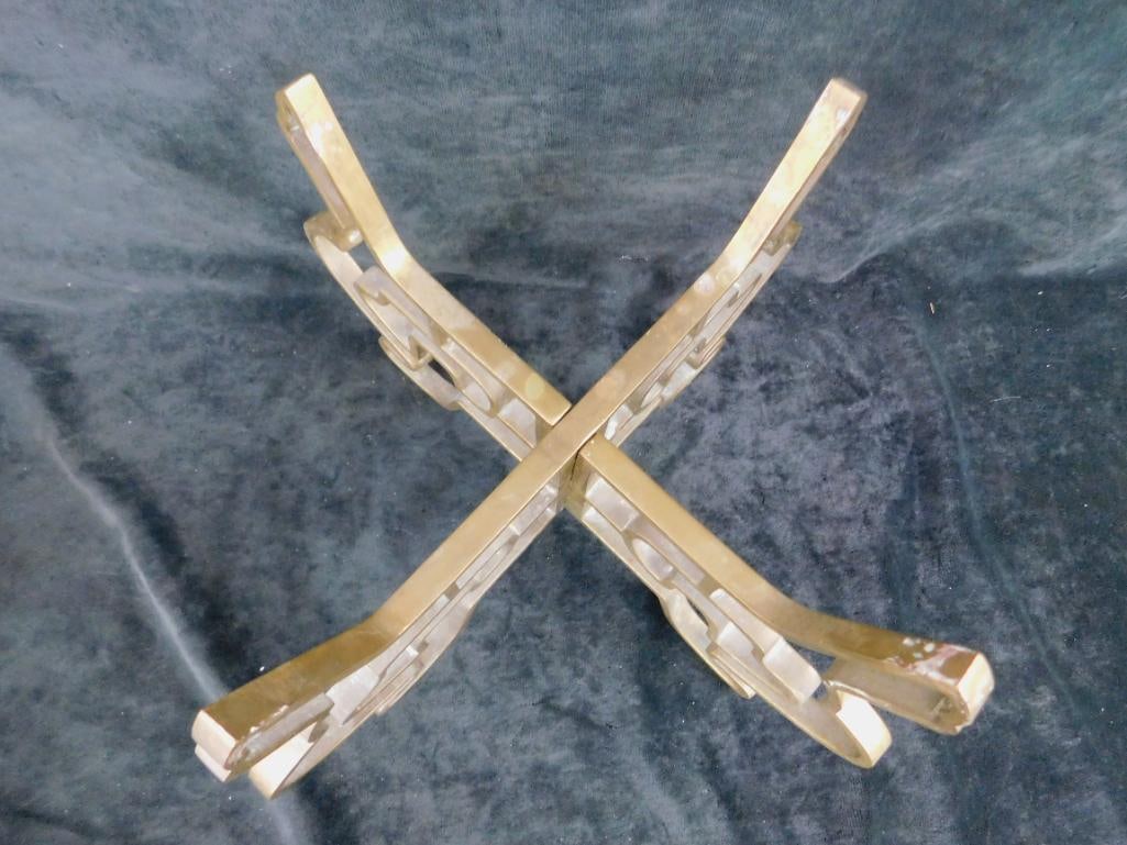 Brass Asian 2 Piece Jardiniere / Vase Stand - 8" x 14.5" x 14.5" - 2