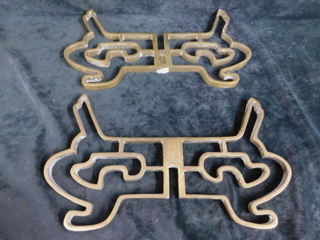 Brass Asian 2 Piece Jardiniere / Vase Stand - 8" x 14.5" x 14.5" - 3