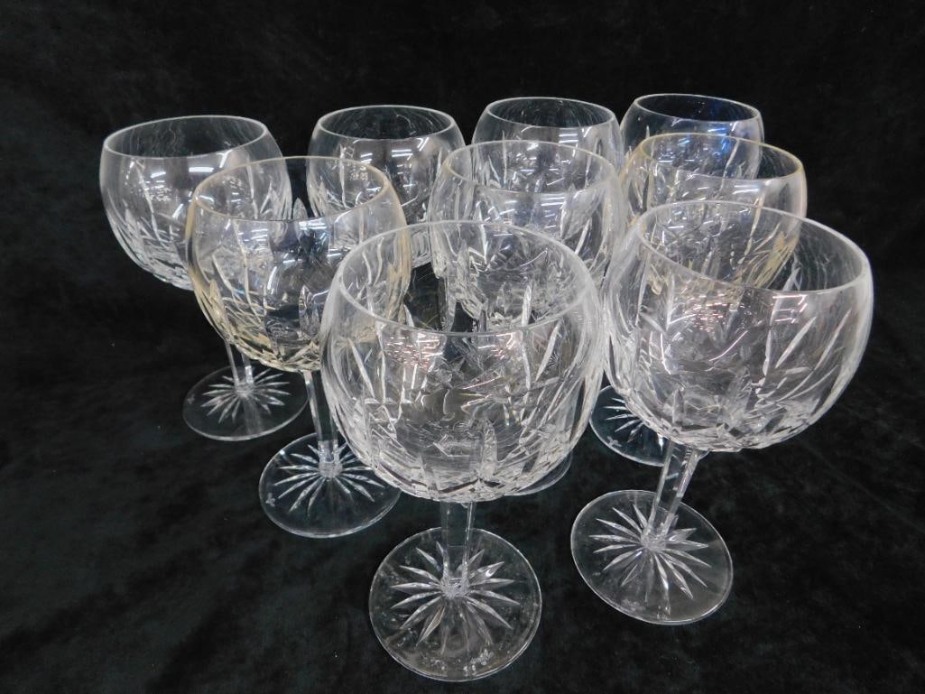 9 Waterford Crystal 7.5" Large Wine Glasses - Original Boxes - Lismore Pattern - 11