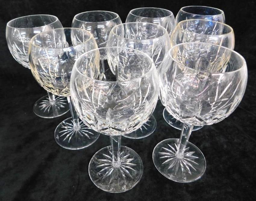 9 Waterford Crystal 7.5" Large Wine Glasses - Original Boxes - Lismore Pattern (1 of 11)