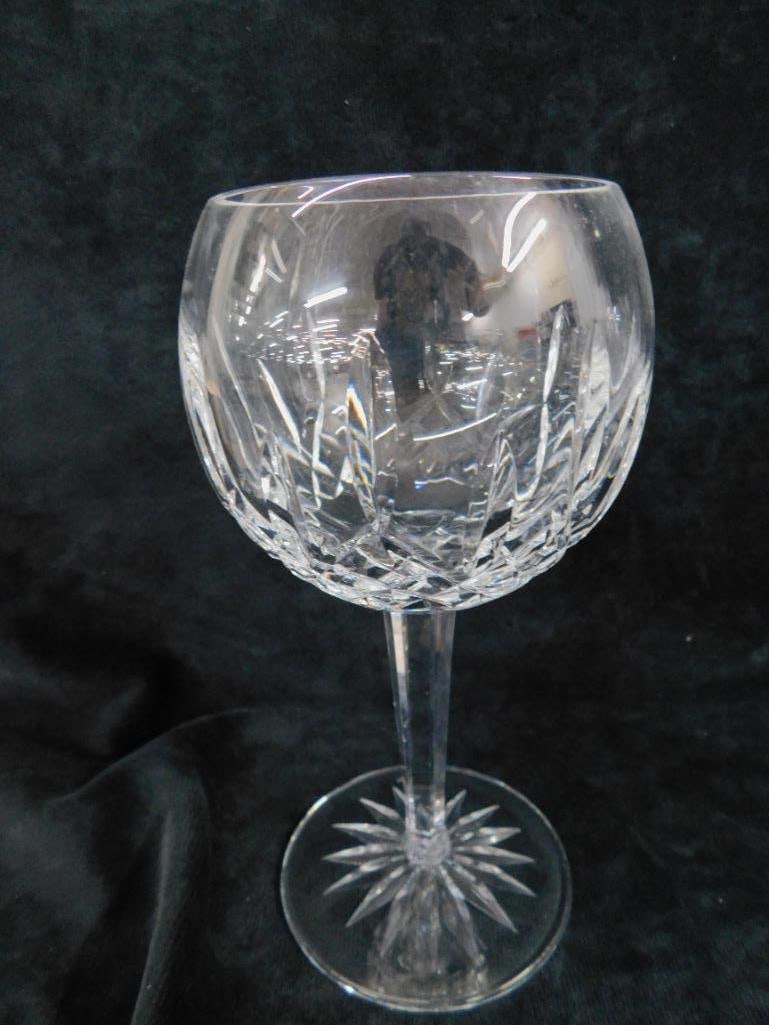 9 Waterford Crystal 7.5" Large Wine Glasses - Original Boxes - Lismore Pattern - 2