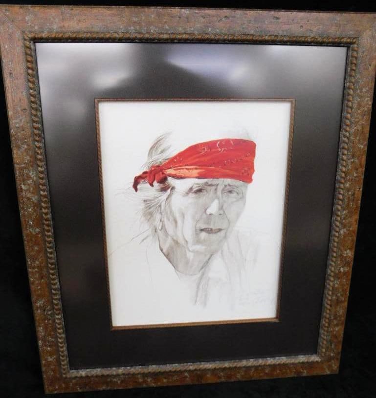 1984 Gale McKinley - Anderson SC - Limited Edition Colored Print - Native American: 119/150 - Portrait - 22.25" x 19.25" - See Photos For Condition and Details