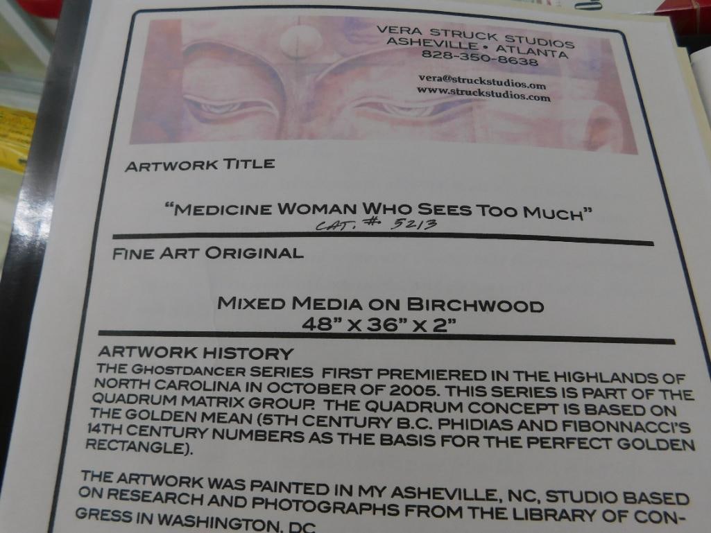 Vera Struck - "Medicine Woman Who Sees Too Much" - Mixed Media On Birchwood - 13