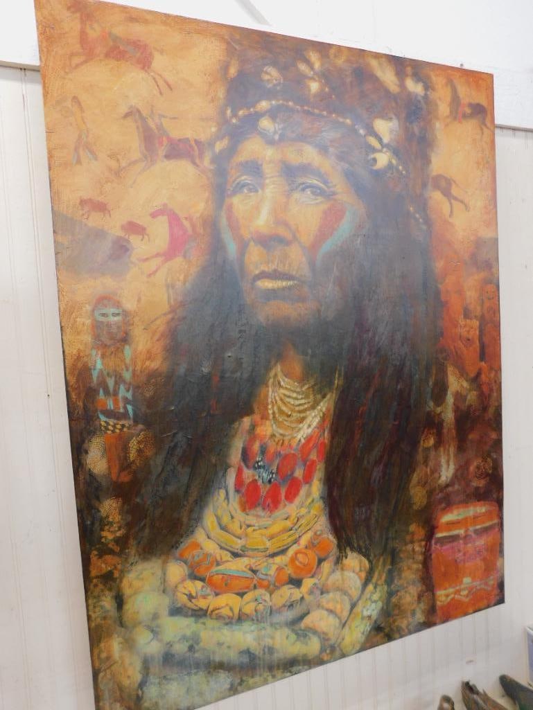 Vera Struck - "Medicine Woman Who Sees Too Much" - Mixed Media On Birchwood - 17