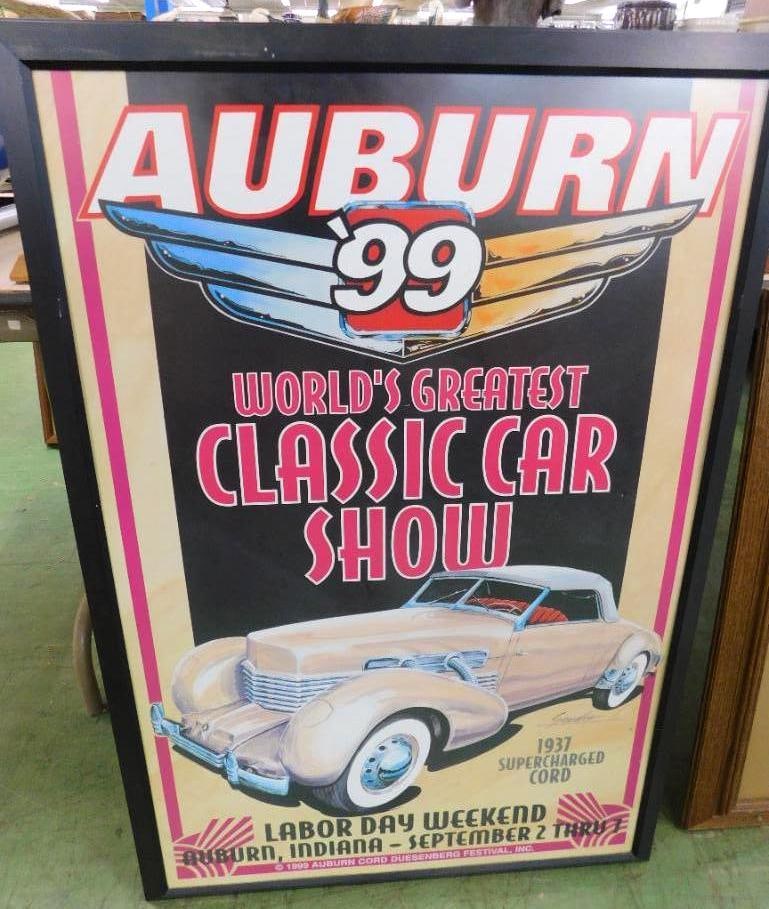 1999 Auburn Cord Duesenberg Festival Poster - Framed - 38.75" x 26.5": See Photos For Condition and Details