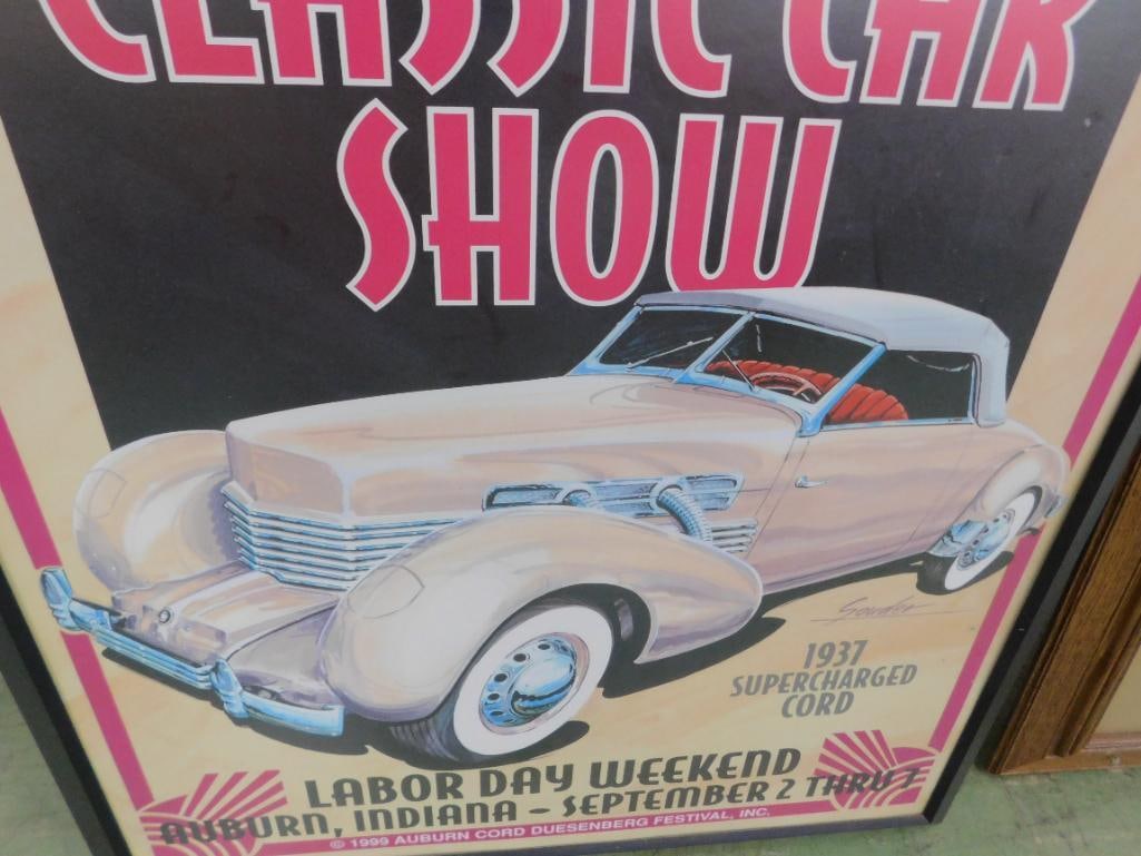 1999 Auburn Cord Duesenberg Festival Poster - Framed - 38.75" x 26.5" - 4
