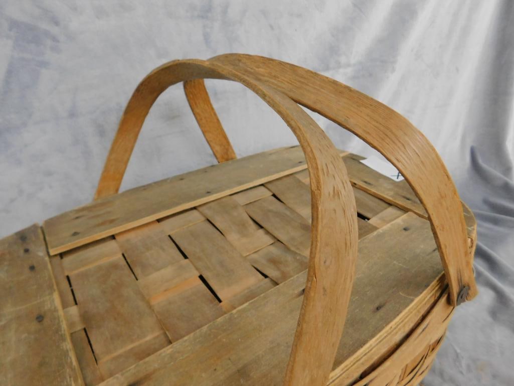 Vintage Double Handled Picnic Basket - 9" x 18.5" x 12.5" - 3