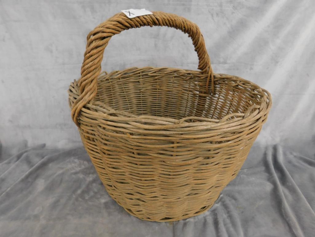 Group of 3 Early Handled Baskets - 18.5" x 18" x 20" - 11" x 10" x 11" and 9" x 13" x 11" - 2